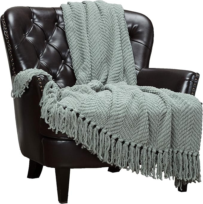 Chanasya Textured Knitted Super Soft Throw Blanket With Tassels Cozy Plush Lightweight Fluffy Wov... | Amazon (US)