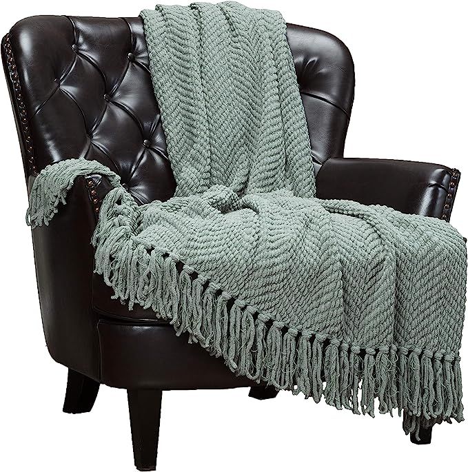 Chanasya Textured Knitted Super Soft Throw Blanket With Tassels Cozy Plush Lightweight Fluffy Wov... | Amazon (US)