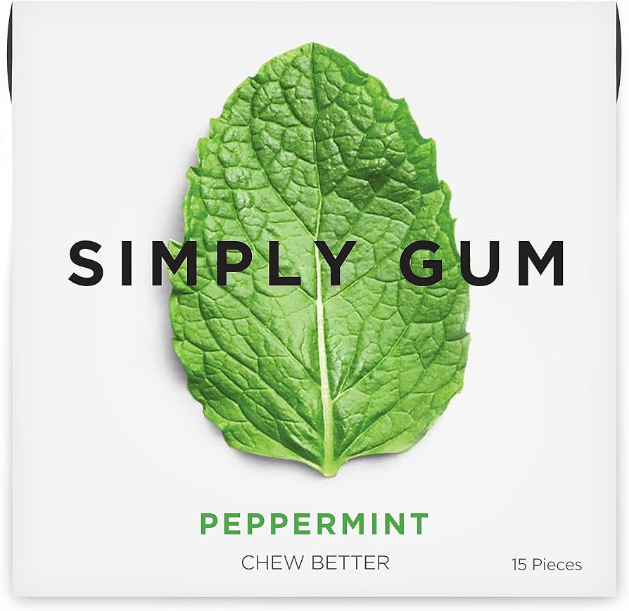 SIMPLY Gum Peppermint, Plastic-Free Natural Chewing Gum, 6 Pack (90 Pieces) | Vegan, Kosher, Non ... | Amazon (US)