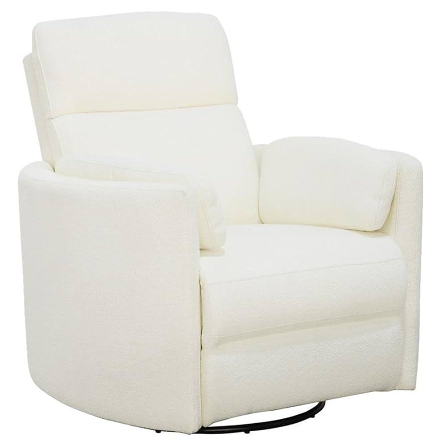 Pemberly Row Fabric Power Swivel Glider Recliner in Revel Oyster/White with USB Charging Ports an... | Amazon (US)