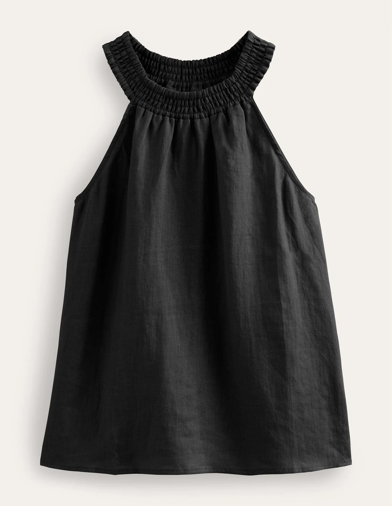 Linen Smocked Halter Top - Black | Boden (US)
