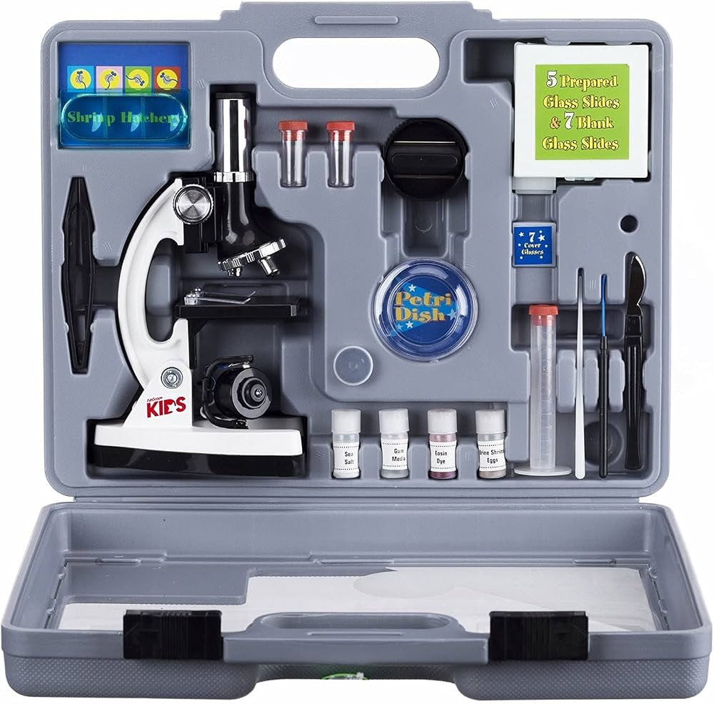 AmScope 120X-1200X 52-pcs Beginner Microscope STEM Kit with Metal Body Microscope, Plastic Slides... | Amazon (US)