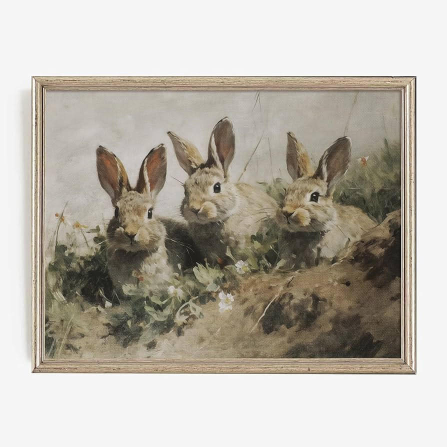 FYSUIMU Easter Canvas Wall Art Prints Vintage Bunny Rabbit Wildflower Art Poster Retro Spring Wal... | Amazon (US)