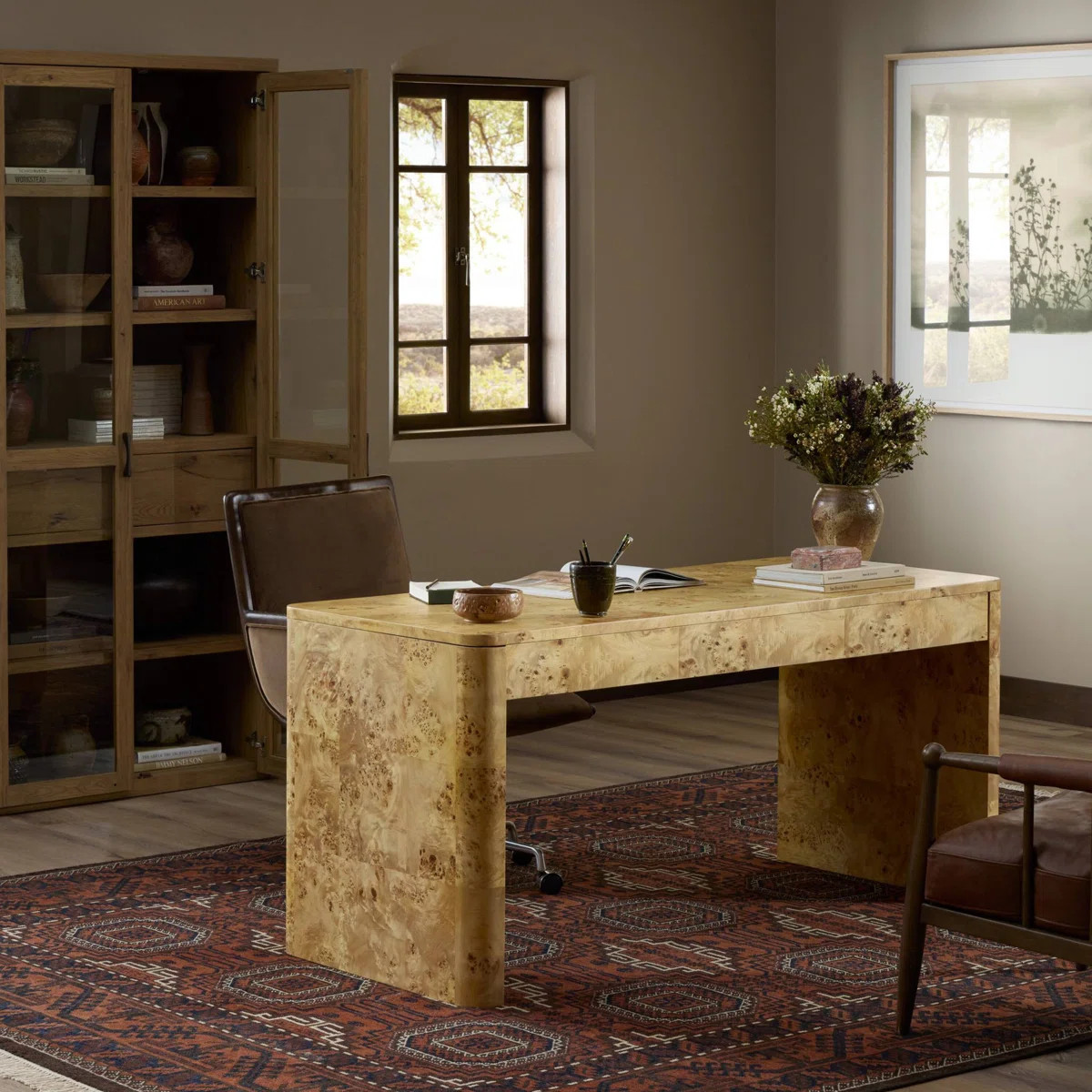 Mullins Desk-Natural Mappa Burl | Wayfair North America