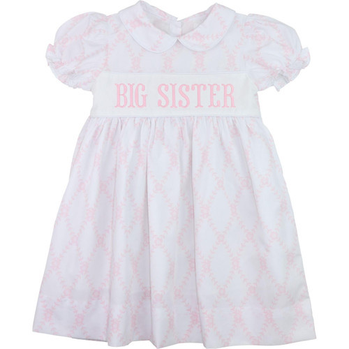 Pink and White Trellis "Big Sister" Dress | Cecil and Lou