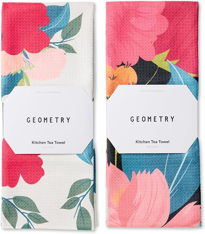 GEOMETRY Kitchen Tea Towels - Quick Dry Microfiber Dish Towels for Kitchen Roses for You, 18" x 3... | Amazon (US)