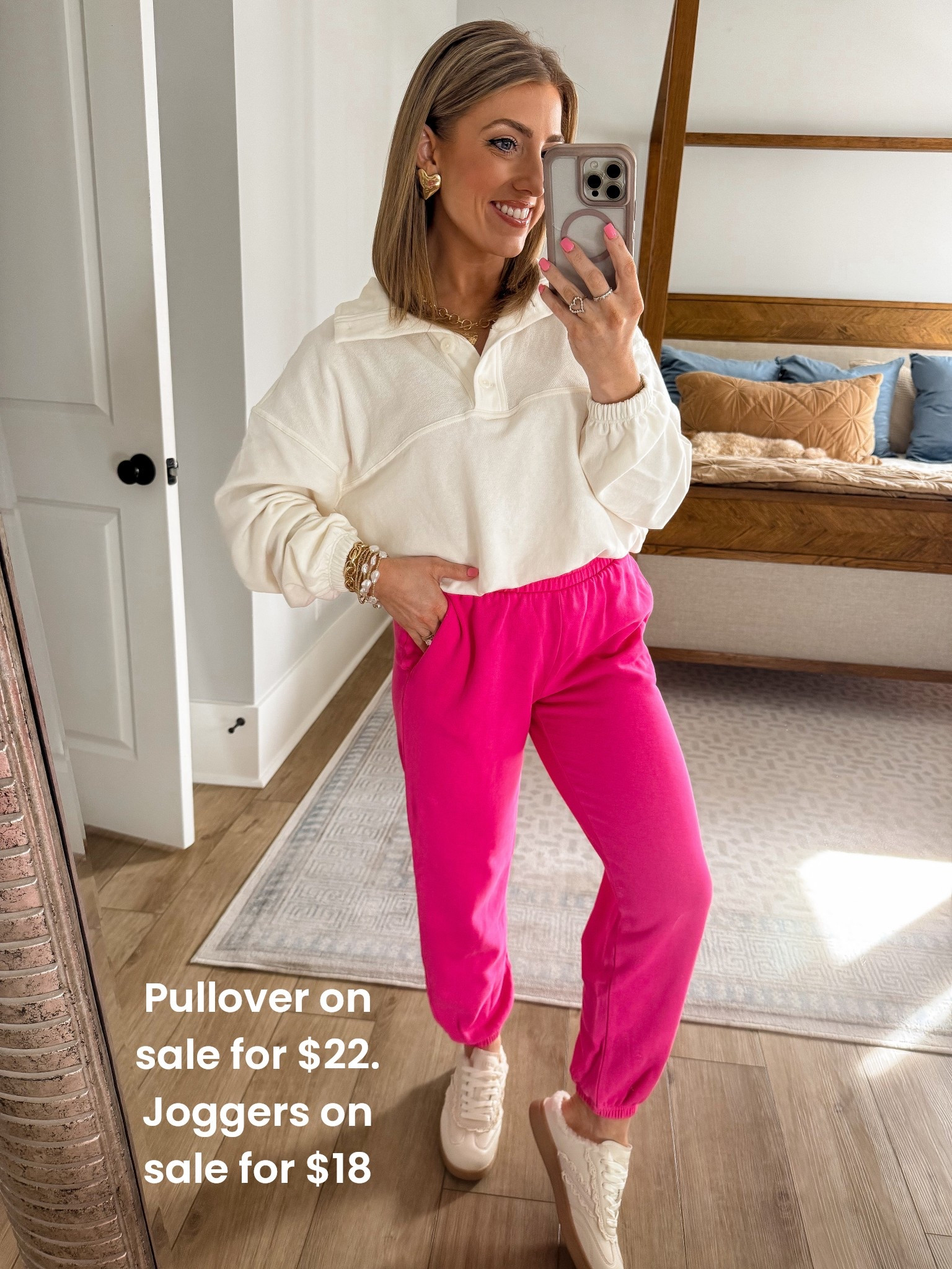 Today’s OOTD = comfy meets cute 😍 Wearing my favorite Old Navy sweatpants + pullover, layered with a Walmart denim jacket and finished with my go-to Amazon sneakers for the easiest everyday outfit.

This is one of those looks that’s perfect for school drop-off, errands, travel days, casual weekends, and coffee runs—comfortable enough to wear all day but still totally put together. I love how the denim jacket instantly elevates a simple sweats set, and these sneakers are lightweight, comfy, and go with literally everything.

If you’re all about affordable fashion, easy layering outfits, and pieces you can mix and match on repeat, this look is for you 🤍

#OOTD #EverydayStyle #CasualChic #ComfyAndCute #AffordableFashion #OldNavyStyle #WalmartFashion #AmazonFinds #AmazonSneakers #DenimJacketStyle #MomStyle #RealLifeOutfits #WeekendWear #TravelDayOutfit #AthleisureStyle #BudgetFriendlyLooks #EasyOutfitIdeas #LTKFinds #ShopMyLook