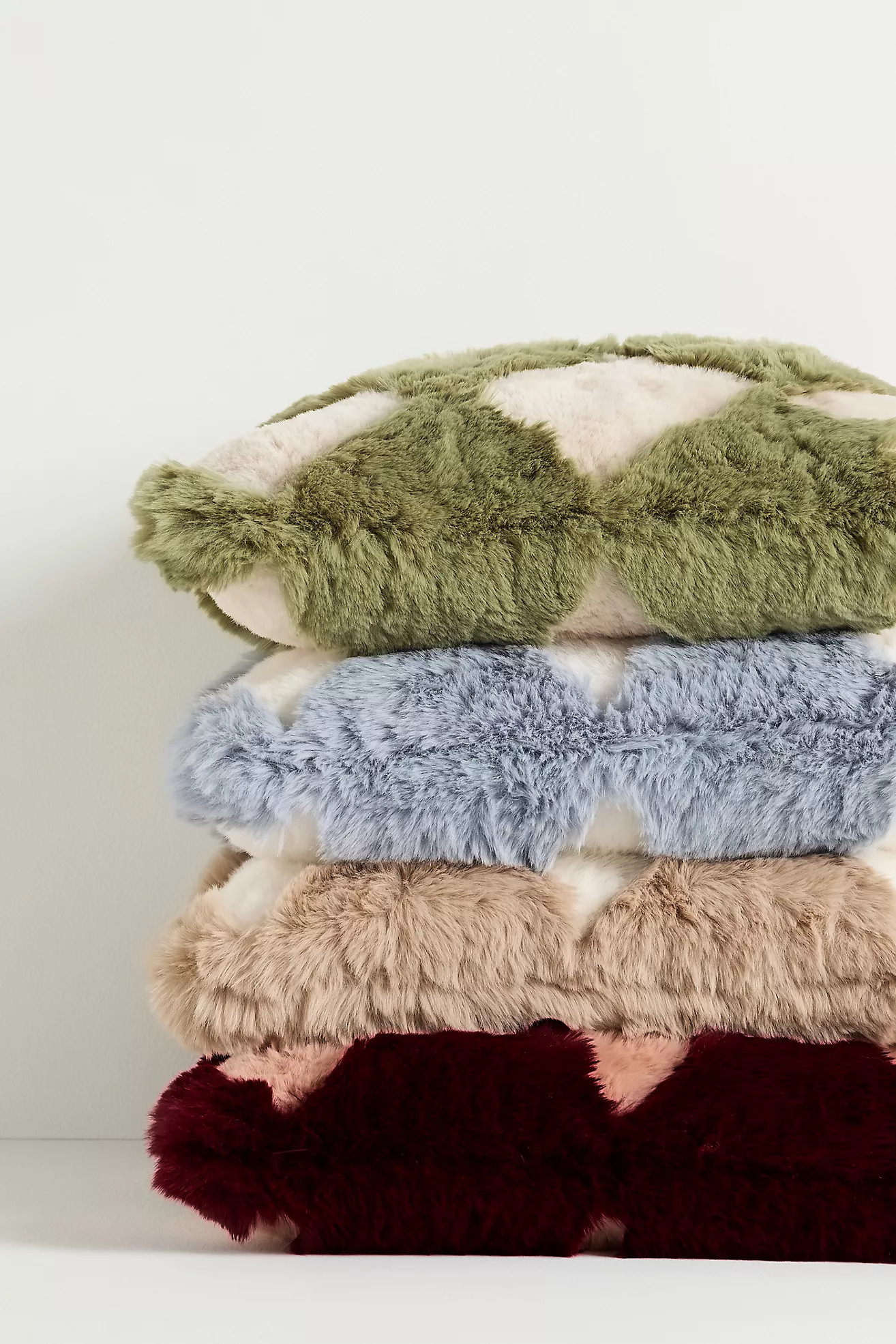 Chella Checkered Faux Fur Pillow | Anthropologie (US)