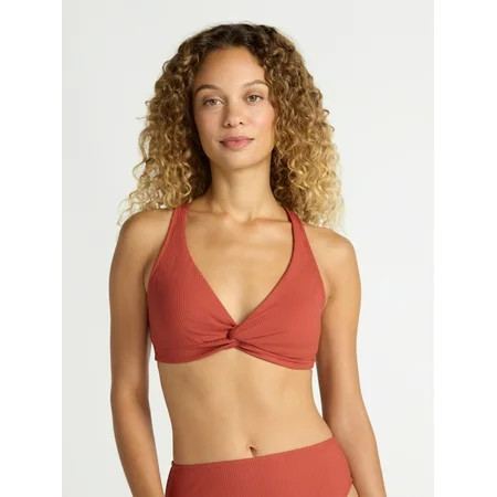 Time and Tru Women's and Women's Plus Ribbed Twist Front Bikini Top, Sizes XS-2X | Walmart (US)
