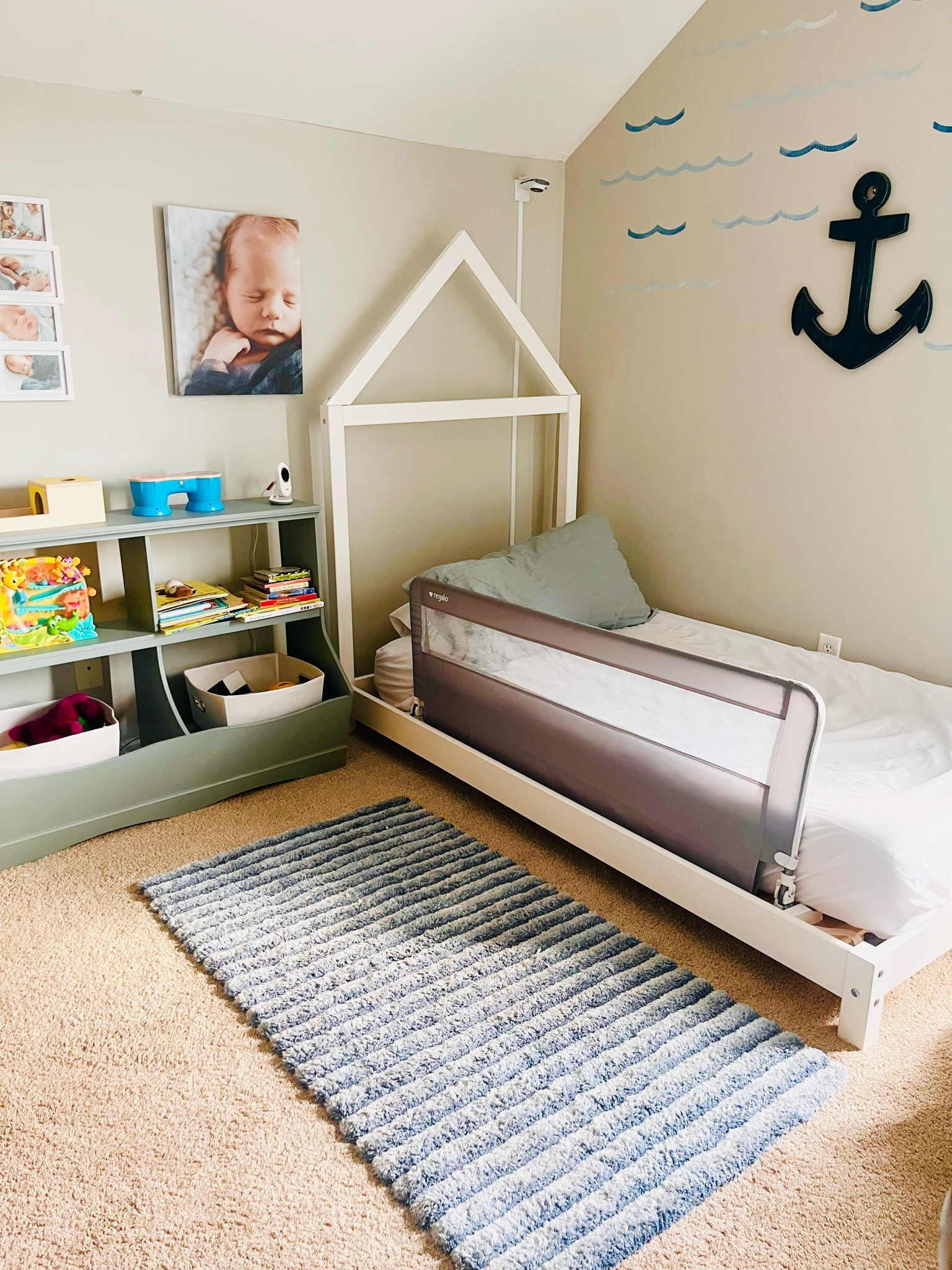 So many questions about my two year olds bedroom set up! Linking the bed rail and the bed below so you can grab it too. He has been using this bed situation since he was 18 months old. I couldn’t find the exact shelve we have but linked one that looks similar from Walmart!

#LTKkids #LTKfamily #LTKbaby