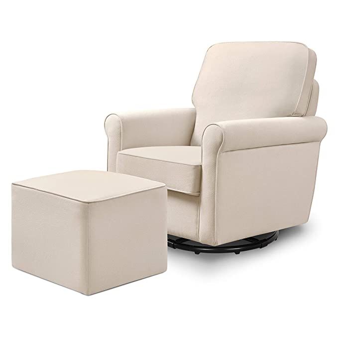 DaVinci Maya Upholstered Swivel Glider and Ottoman in Cream, Greenguard Gold Certified | Amazon (US)