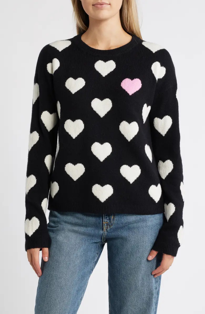 Caslon® Hearts Jacquard Crewneck Sweater | Nordstrom | Nordstrom