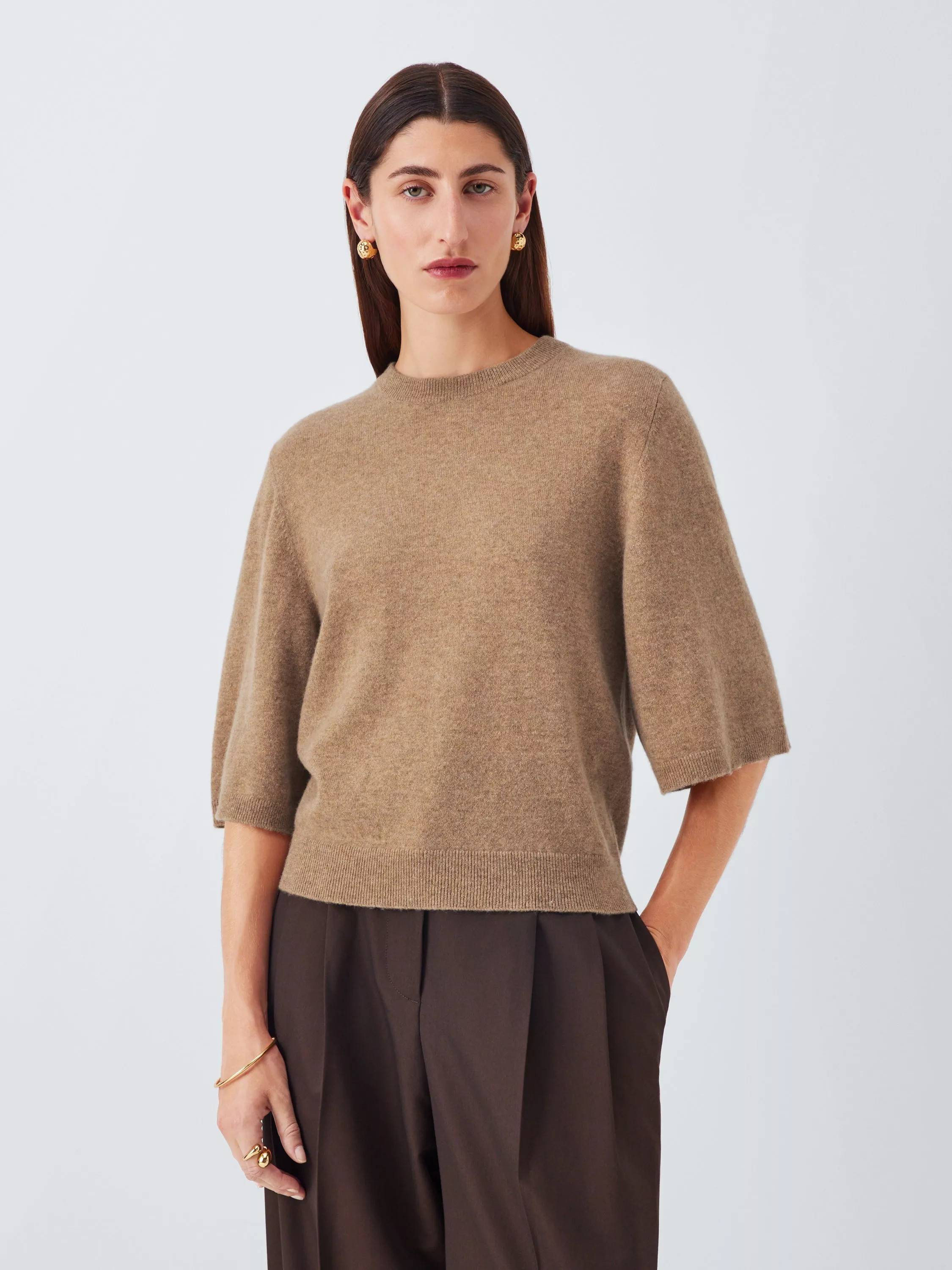John Lewis Half Sleeve Crew Neck Cashmere Jumper | John Lewis (UK)