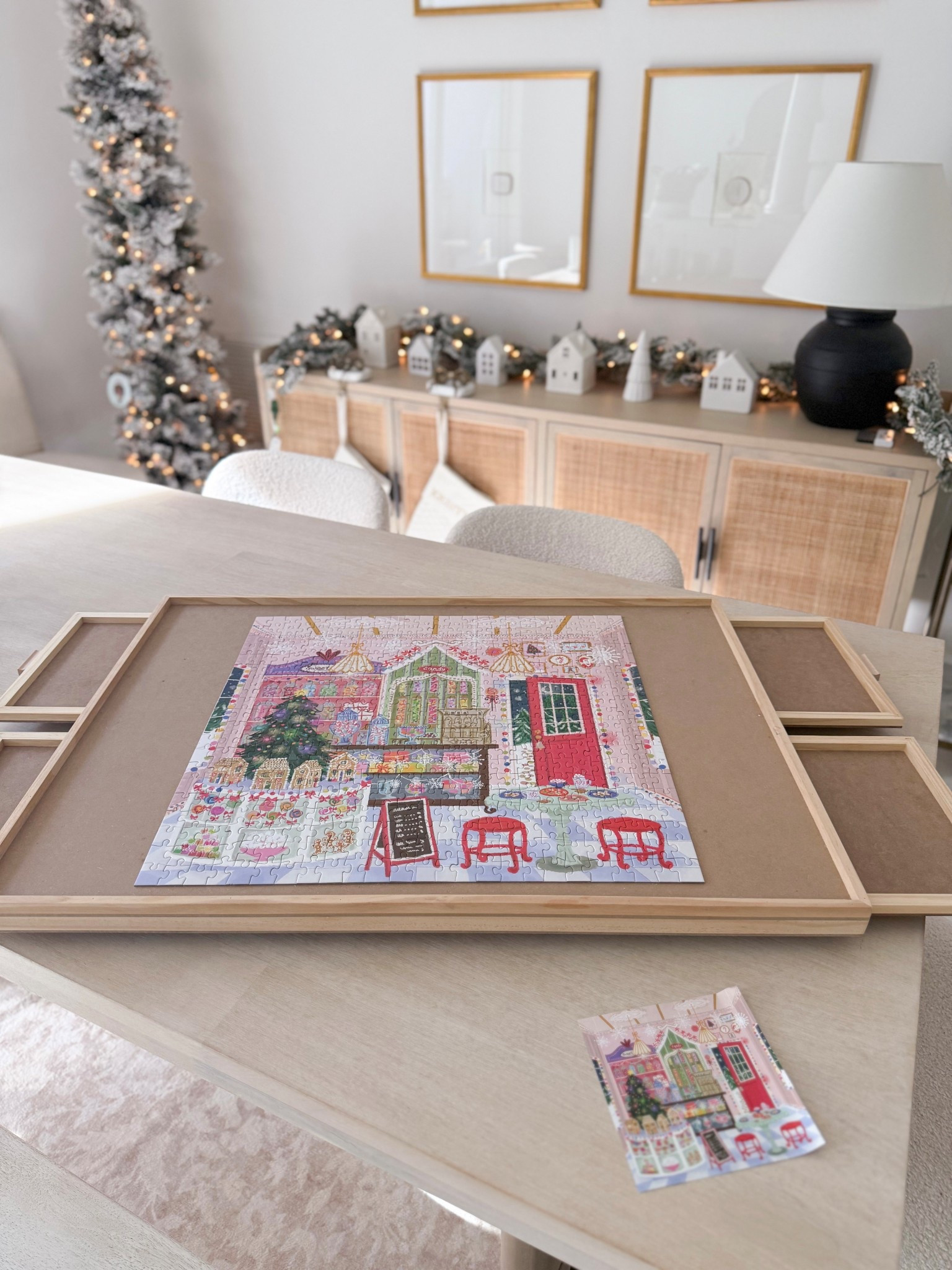 Popular gift idea! Puzzle board that rotates, has drawers and comes with a cover🧩 it’s so nice to be able to put it away when you’re not working on it. 

Hobbies, homebody, amazon gift ideas, last minute gift, dining room, table, sideboard, gold frames, gift guide, fancythingsblog 

#LTKGiftGuide #LTKFindsUnder100 #LTKHome
