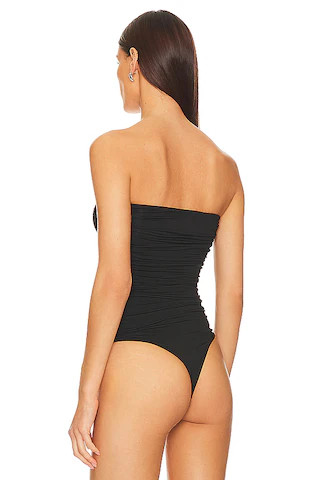Vivienne Ruched Bodysuit in Black | Revolve Clothing (Global)