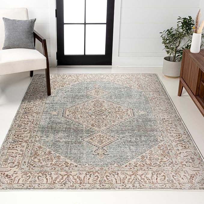JONATHAN Y Lila Modern Tribal Medallion Light Blue/Ivory Indoor Area Rug, 5x8, Transitional, Trad... | Amazon (US)