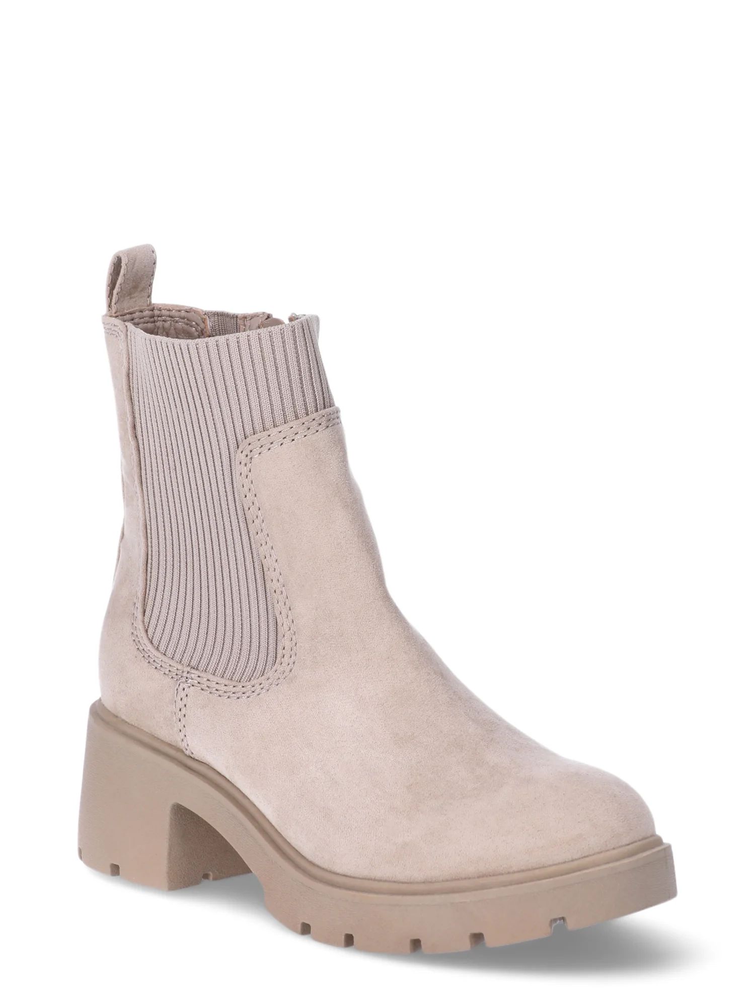 No Boundaries Women's Knit Chelsea Ankle Boots, Wide Width Available | Walmart (US)