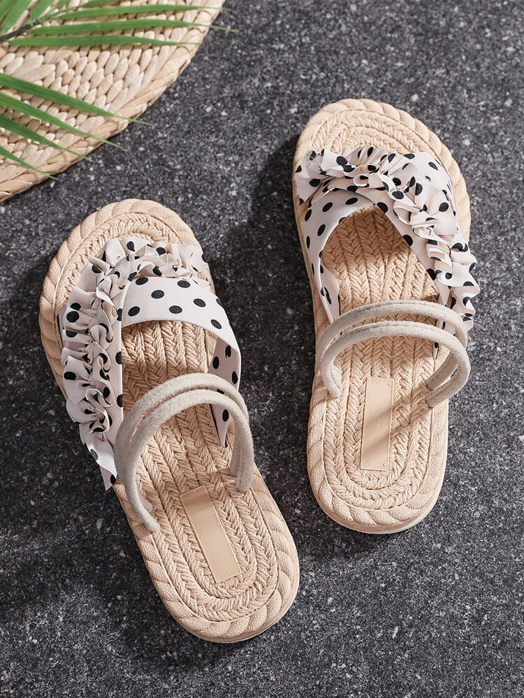 Polka Dot Cross Strap Slide Sandals | SHEIN