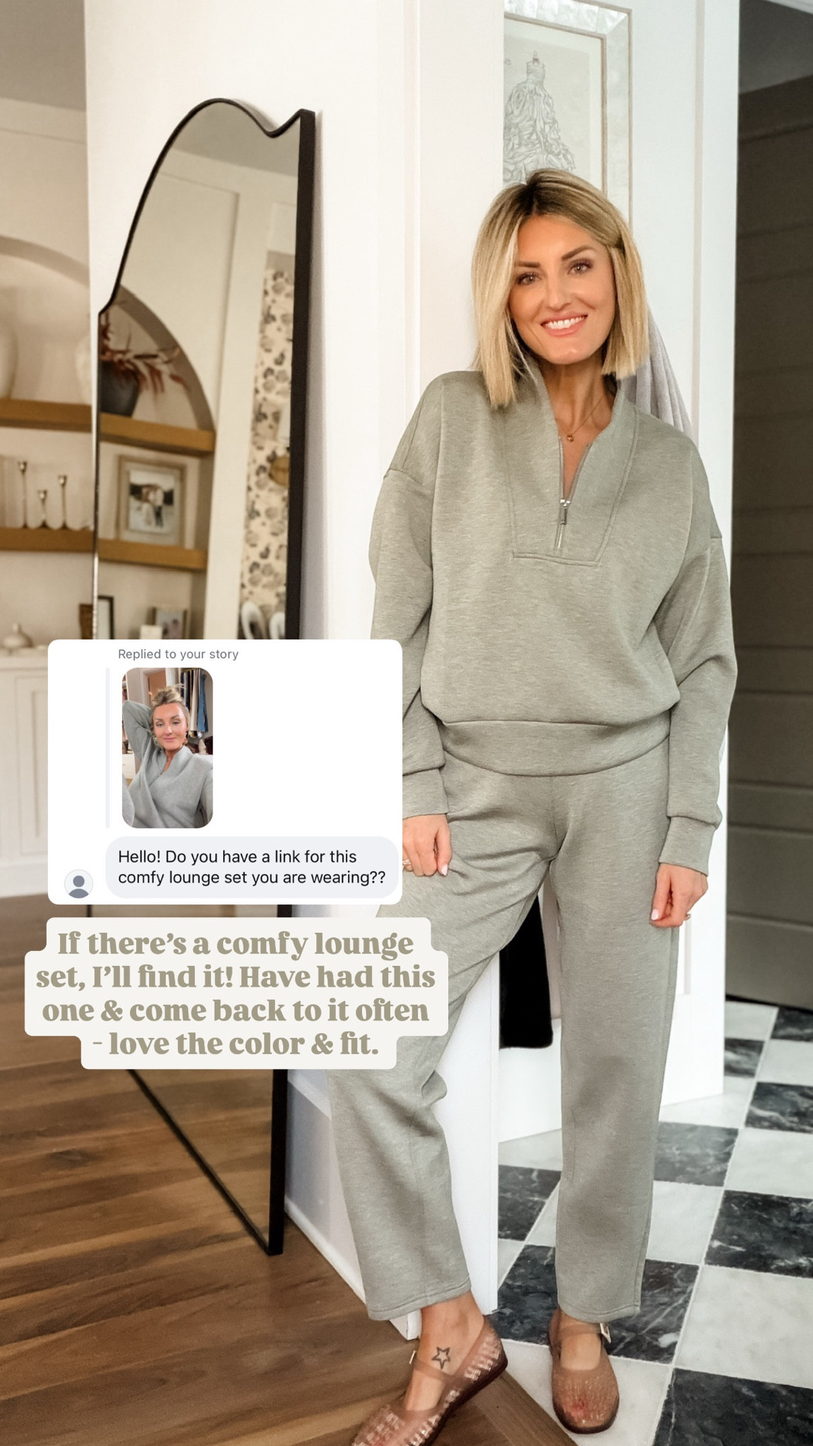 This lounge set is so great! The material is so soft, and it’s actually a light green color! Wearing S! Use code BRITTANYXSPANX for 15% off your first Spanx order!

Loverly Grey, Spanx, loungewear, lounge set, matching say 

#LTKSeasonal