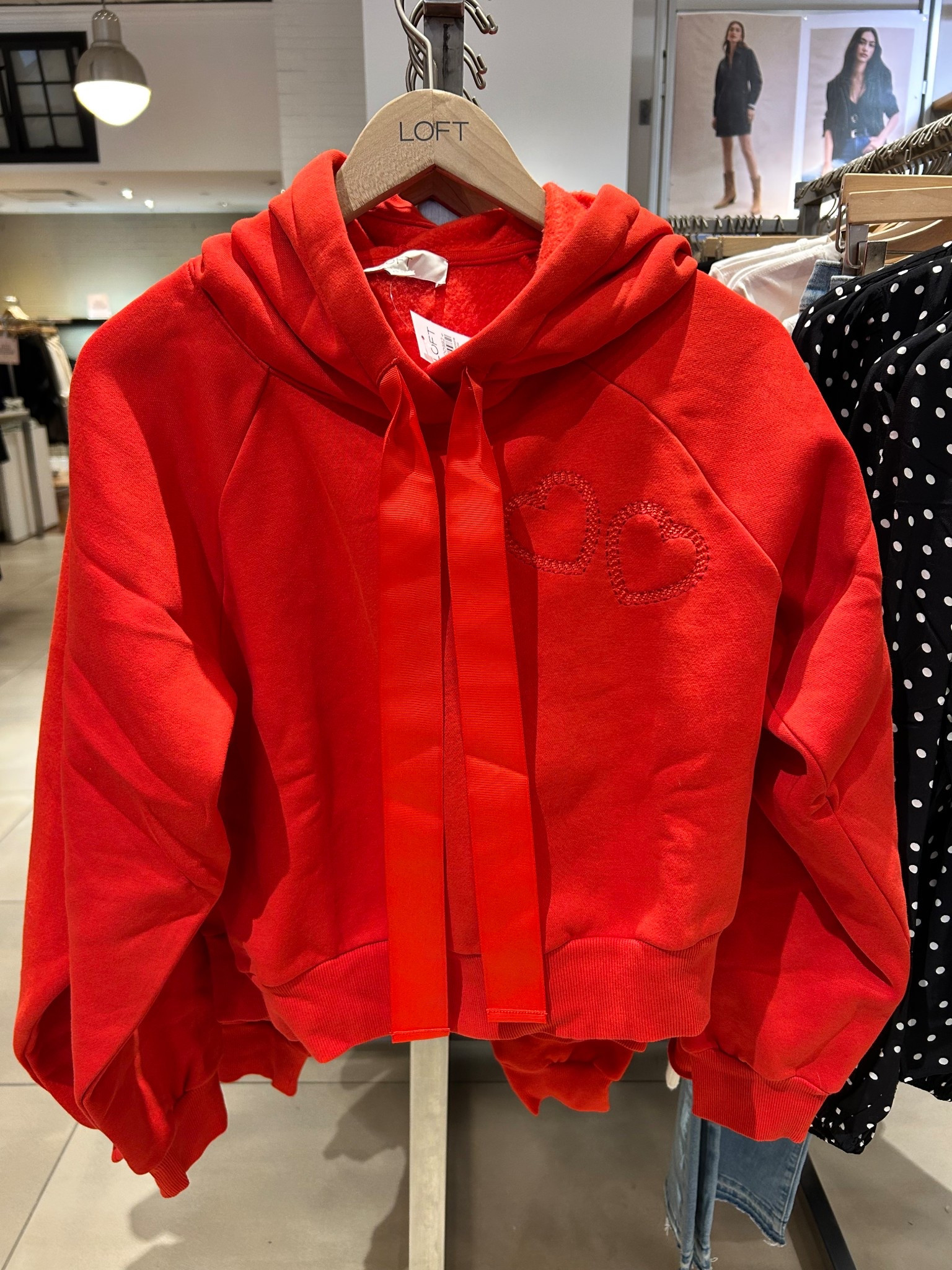 Saw this Valentine hoodie at Loft today. This shade of red is perfection, and the cropped style will pair nicely with high waist joggers, denim, or sweatpants.

Fabric: 70% Cotton 30% Polyester
Sale: 55% off, at the time of this post!

#LTKSaleAlert #LTKFindsUnder50