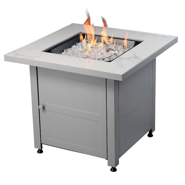 Endless Summer Outdoor Fire Pit Table with Faux Marble Finish, White Glass | Walmart (US)