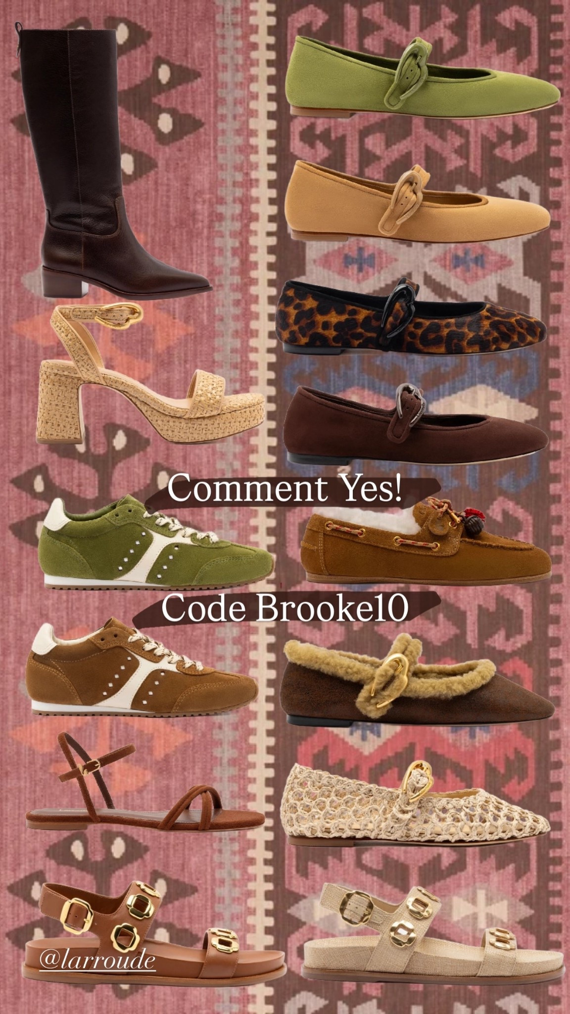 Comment Yes!  @larroude  Code Brooke10