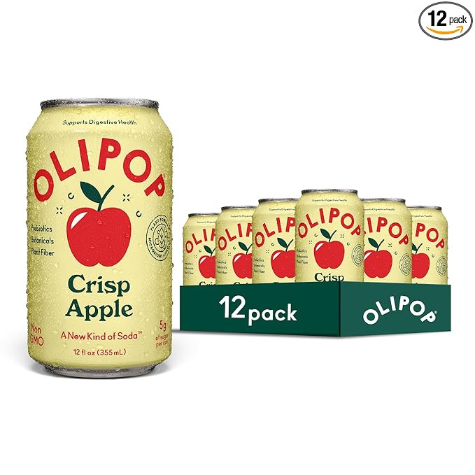 OLIPOP Prebiotic Soda Pop, Crisp Apple, Pantry Pack Packed with Prebiotics, Fiber, and Botanicals... | Amazon (US)