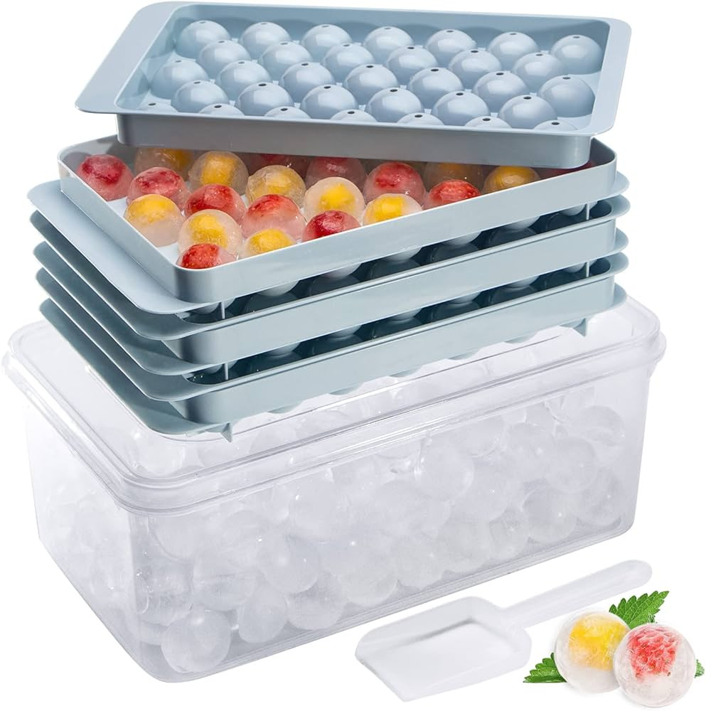 Zimmoo Ice Cube Tray, Round Trays for Freezer with Lid & Bin, 1.2 IN X 99 PCS Sphere Ball Maker M... | Amazon (US)