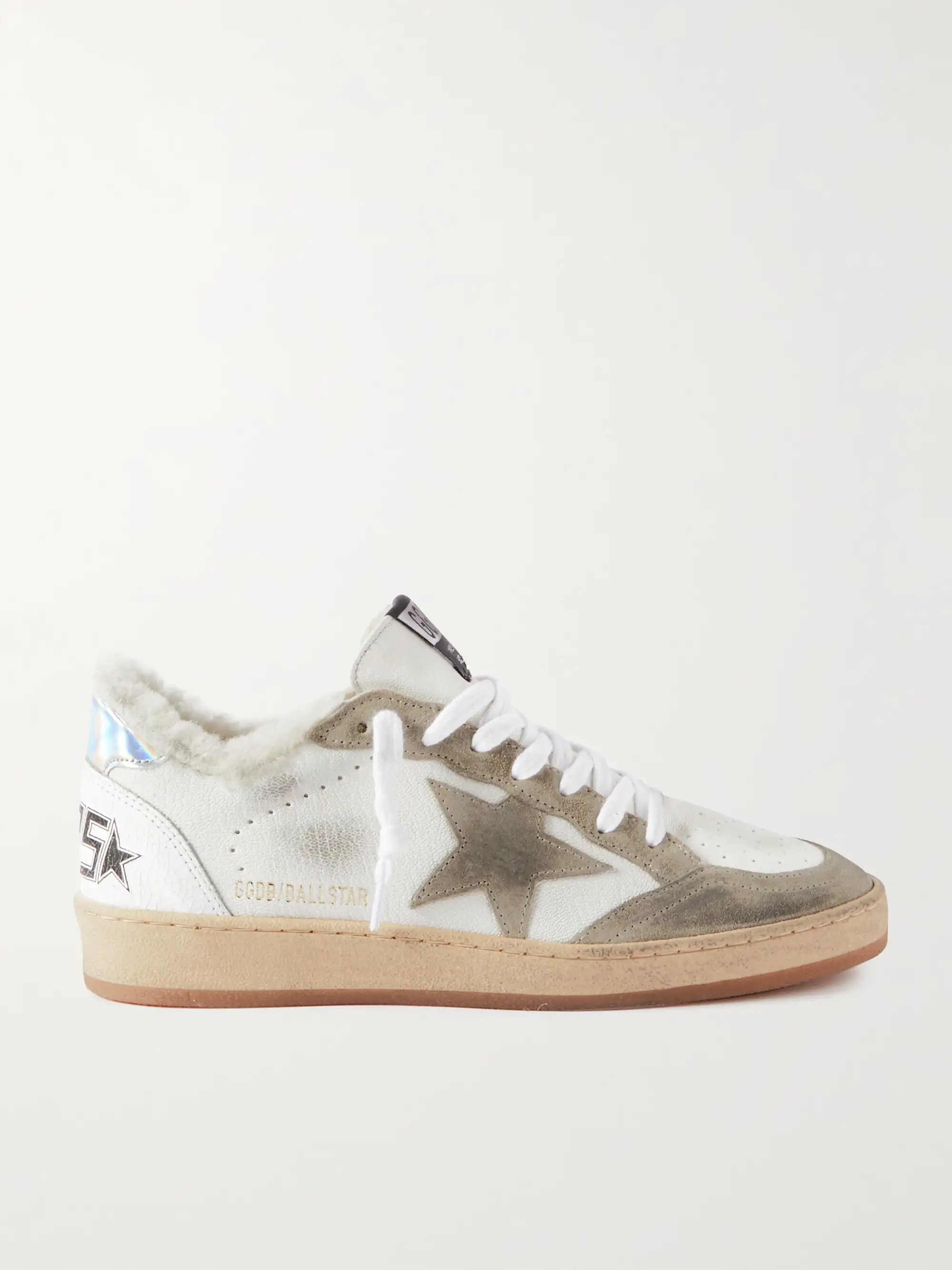 Ball Star shearling-lined distressed suede-trimmed leather sneakers | NET-A-PORTER (US)