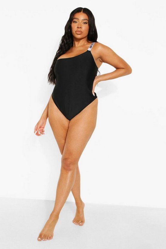 Plus Ofcl Trim Asymmetric Swimsuit | Boohoo.com (US & CA)