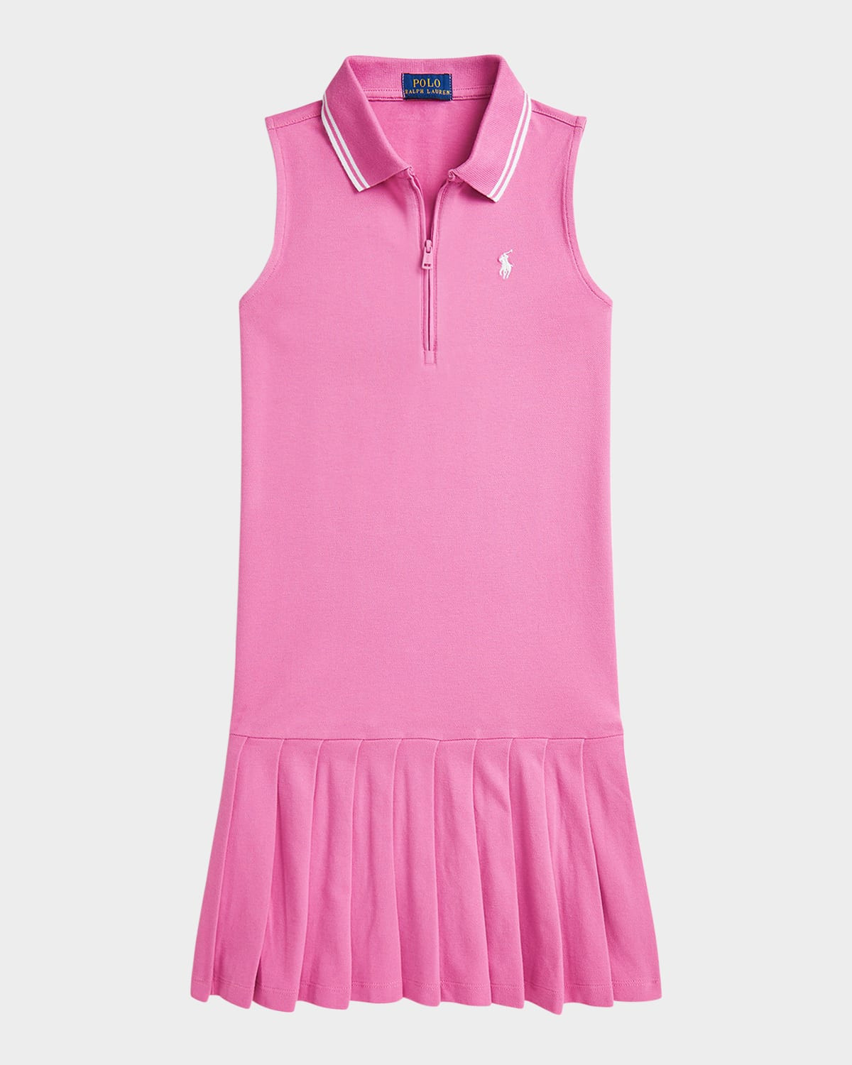 Girl's Pleated Mesh Polo Dress, Size S-XL | Neiman Marcus