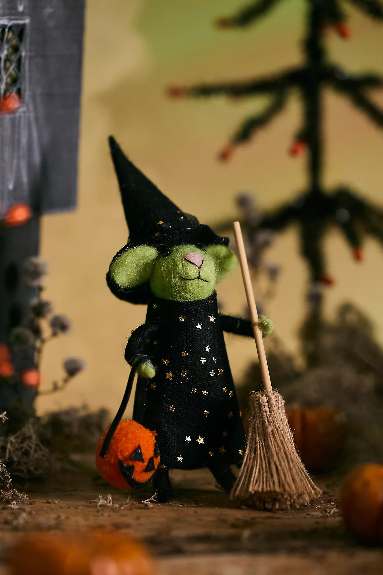 Green Witch Mouse Felt Critter | Anthropologie (US)