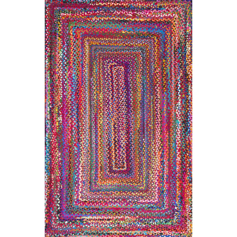 Handmade Braided Bohemian Cotton Multicolor Area Rug | Wayfair North America