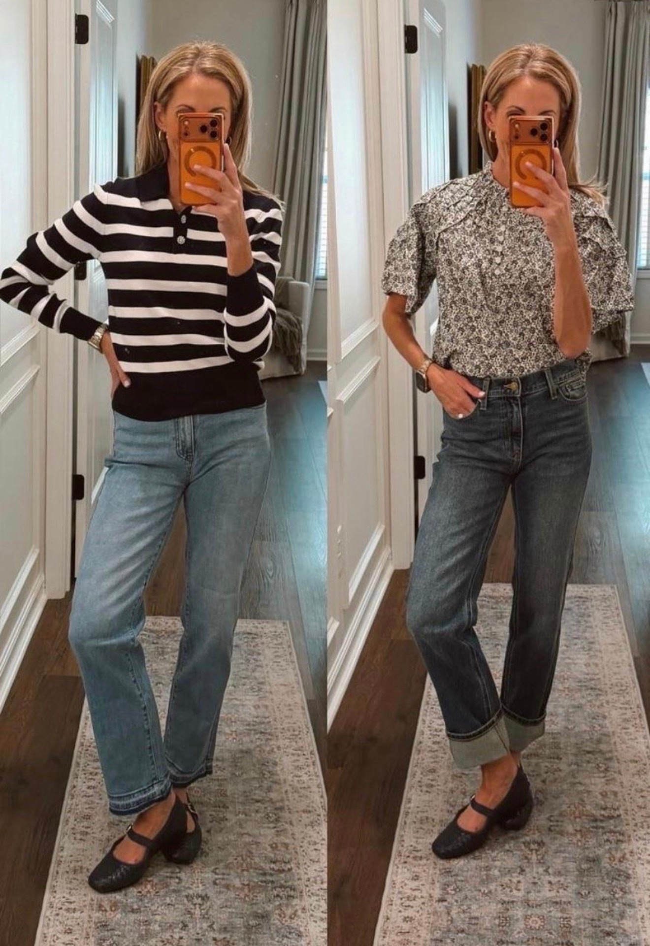Scenario denim all under $30 wearing my true to size 0. The middle denim, I rolled the cuff.