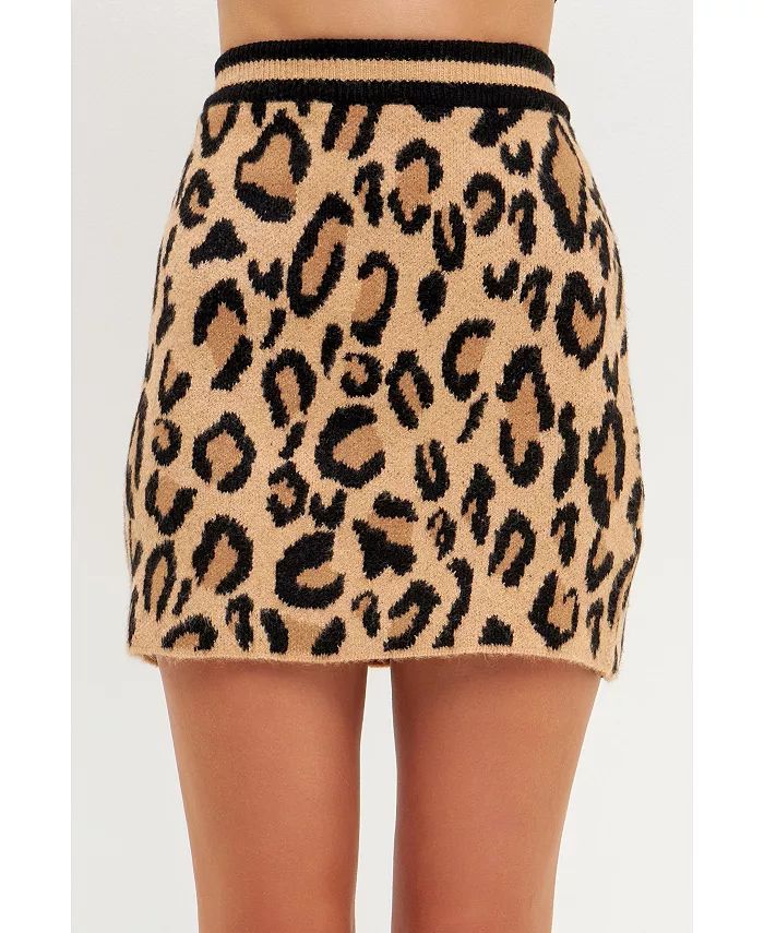Grey Lab Women's Leopard Knit Mini Skirt - Macy's | Macy's