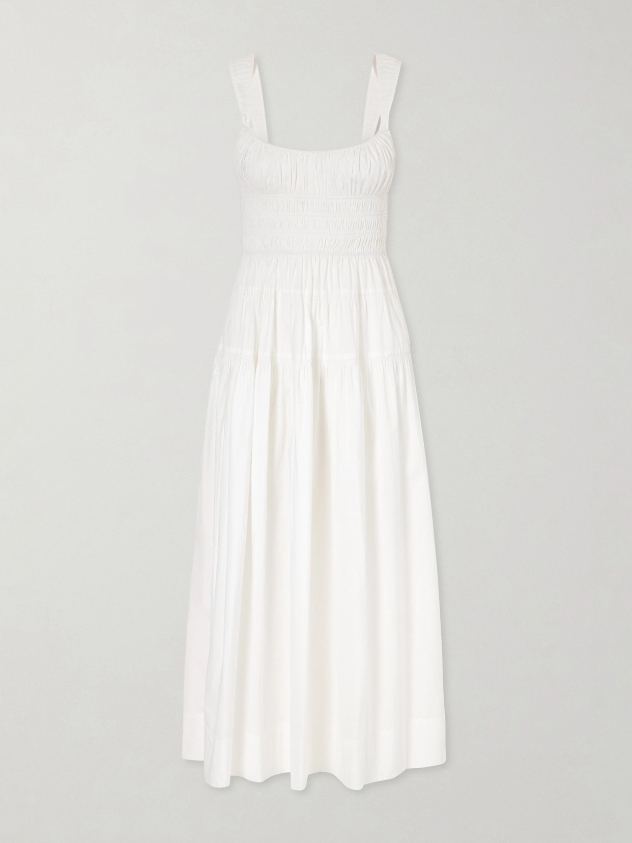 DÔEN - Clover Shirred Organic Cotton-poplin Midi Dress - White | NET-A-PORTER (US)