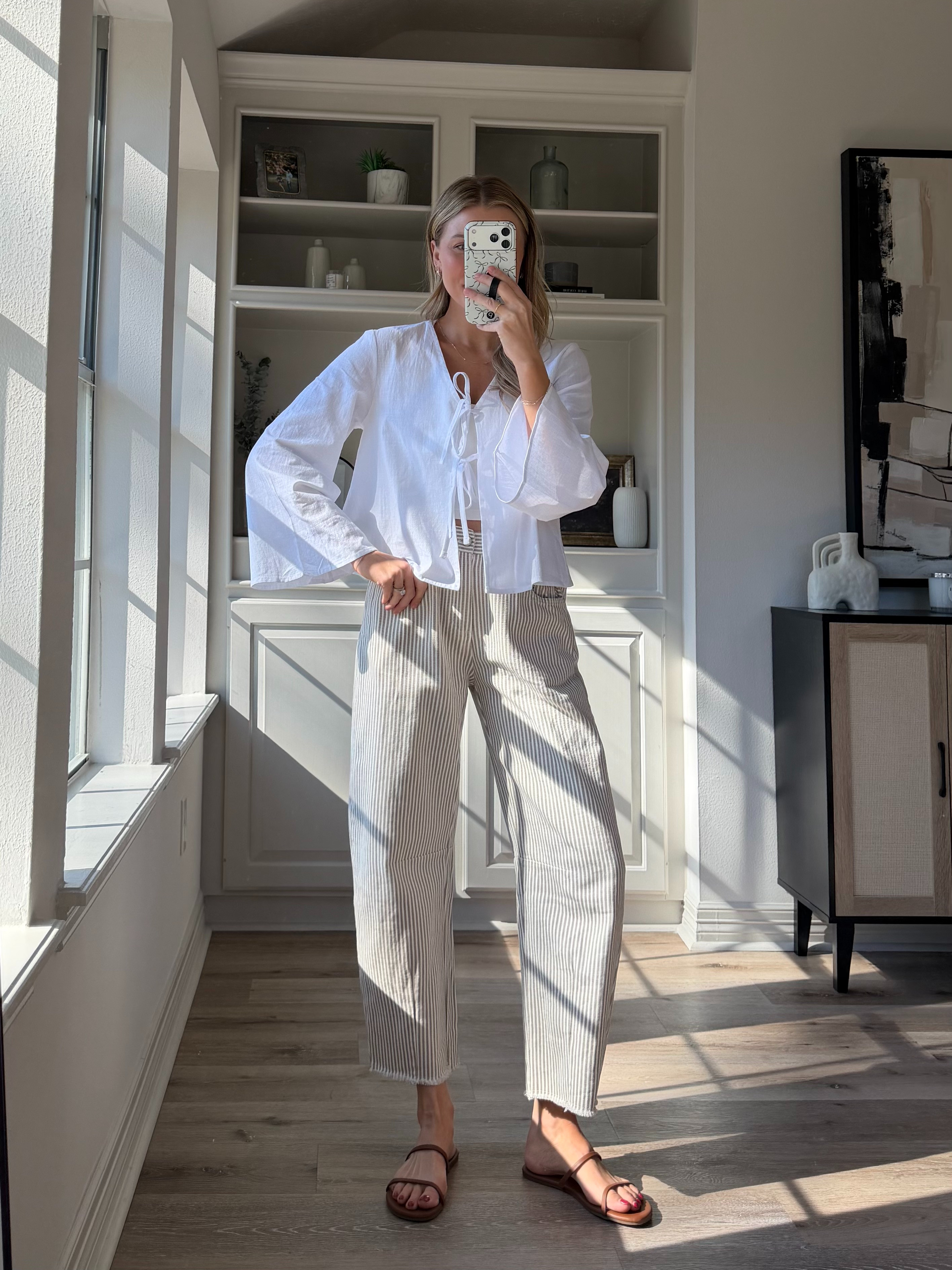 Casual yet chic outfit! Wearing S in tie front top + S in barrel jeans. 

 #LTKootd #LTKFindsUnder50 #LTKFindsUnder100