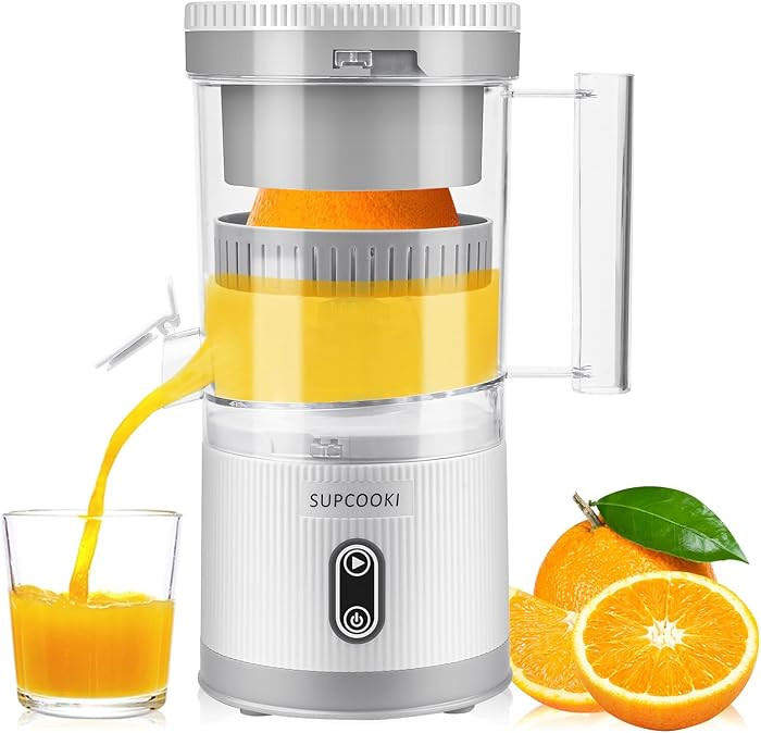 Electric Citrus Juicer, Rechargeable Juicer Machine with USB Cable and Cleaning Brush, Touch Butt... | Amazon (US)