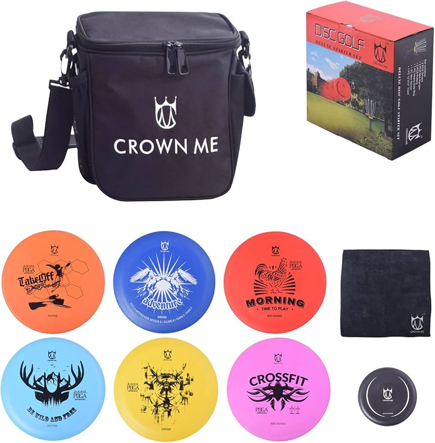 CROWN ME Disc Golf Starter Set,Disc Golf Set with 6 Discs, 1 Marker,1 Towel and Starter Disc Golf... | Amazon (US)