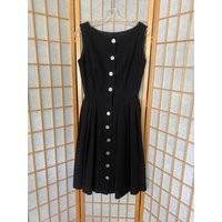 Vintage 1950's Black Wool Button Up Dress | Etsy (US)