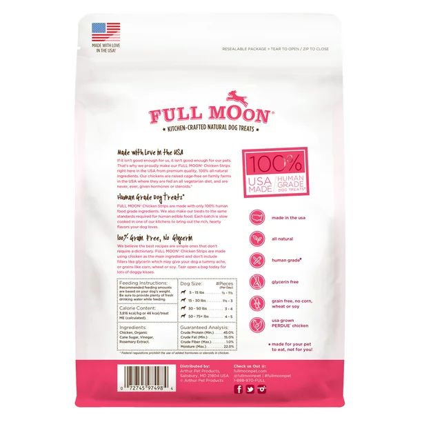 FULL MOON® All Natural Human Grade Dog Treats, Chicken Strips, 12 Ounce | Walmart (US)