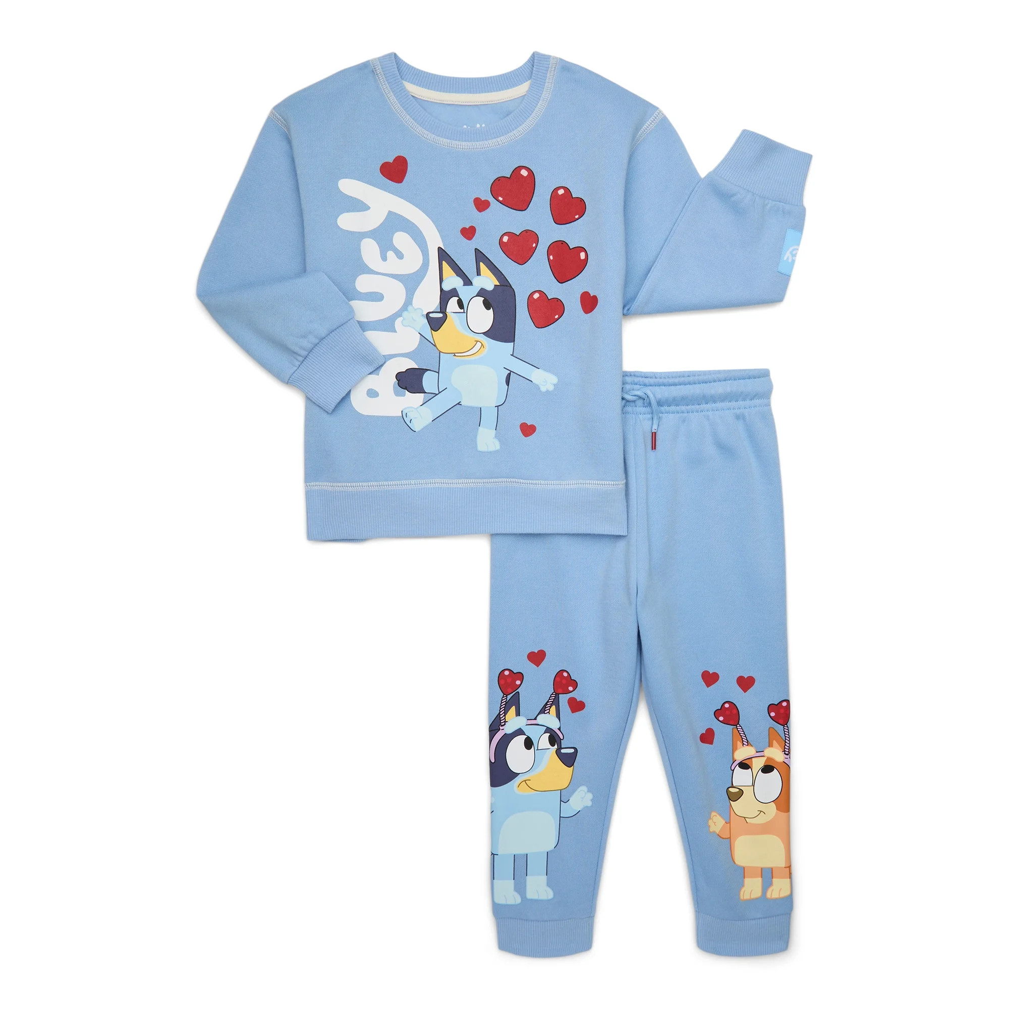 Bluey Toddler Boys or Girls Valentine's Day Graphic Sweatshirt and Joggers Set, 2-Piece, Sizes 12... | Walmart (US)