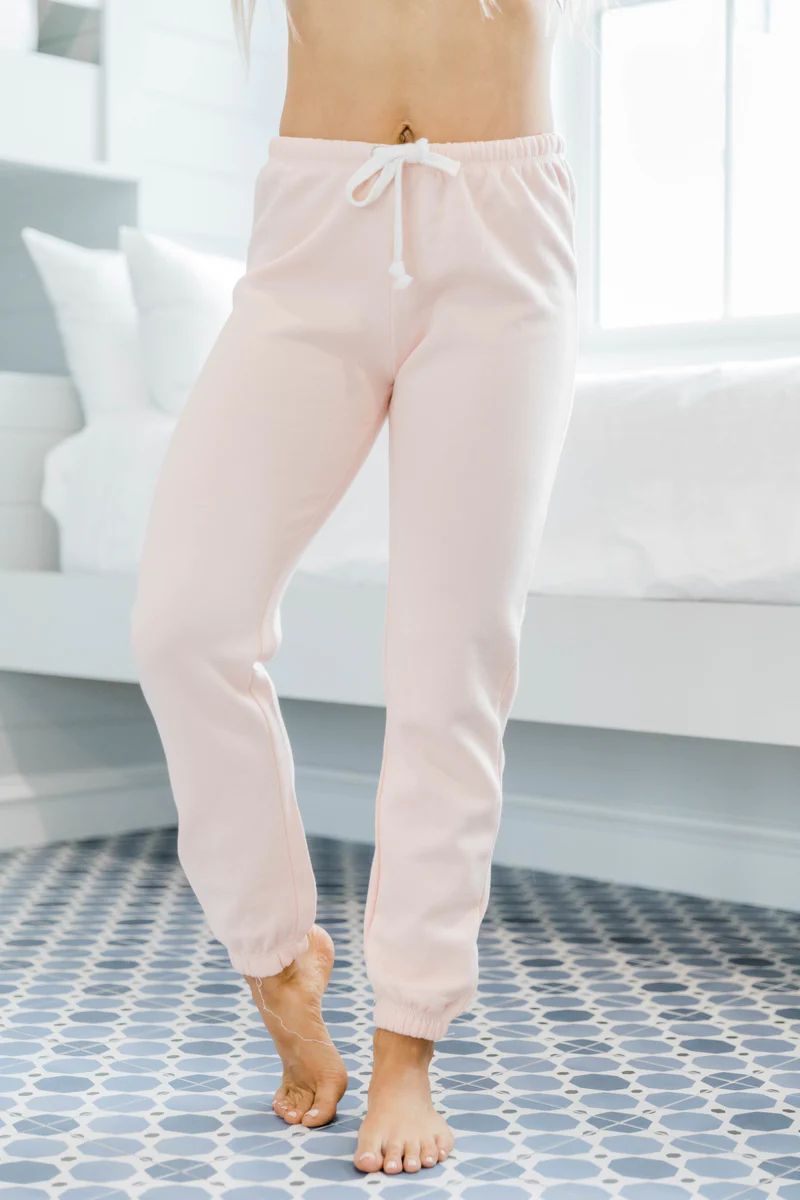 Cut To The Chase Solid Joggers Peach FINAL SALE | The Pink Lily Boutique