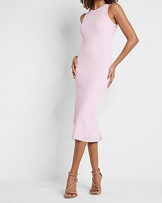 Body Contour Ribbed High Neck Midi Dress | Express