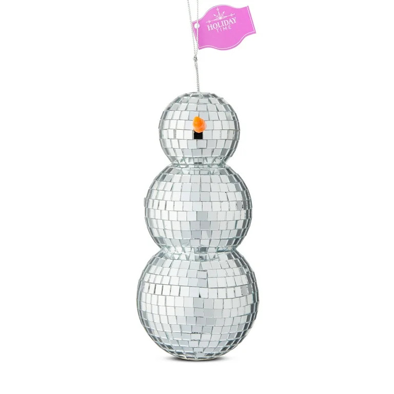 Silver Disco Ball Snowman Christmas Ornament, 6 in, by Holiday Time | Walmart (US)