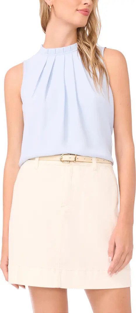 Pleated Mock Neck Woven Top | Nordstrom