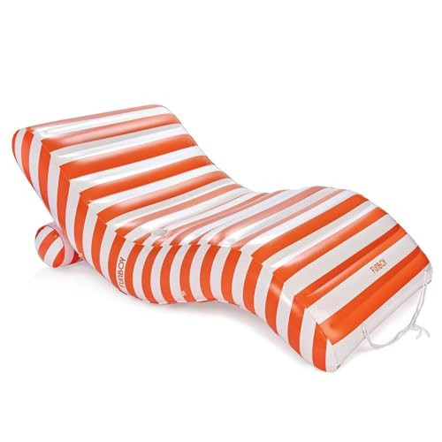 FUNBOY Giant Inflatable Luxury Orange & White Cabana Striped Chaise Lounger, Chair Pool Float for Adults, Perfect for a Summer Pool Party, Nearly 6 Feet Long | Amazon (US)