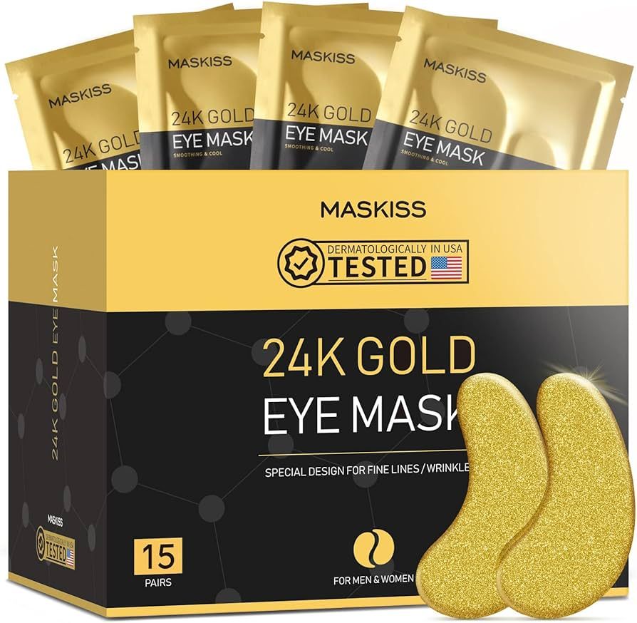 24k Gold Under Eye Patches (15 Pairs), eye mask, Collagen Skin Care Products, Eye Patches for Puf... | Amazon (US)