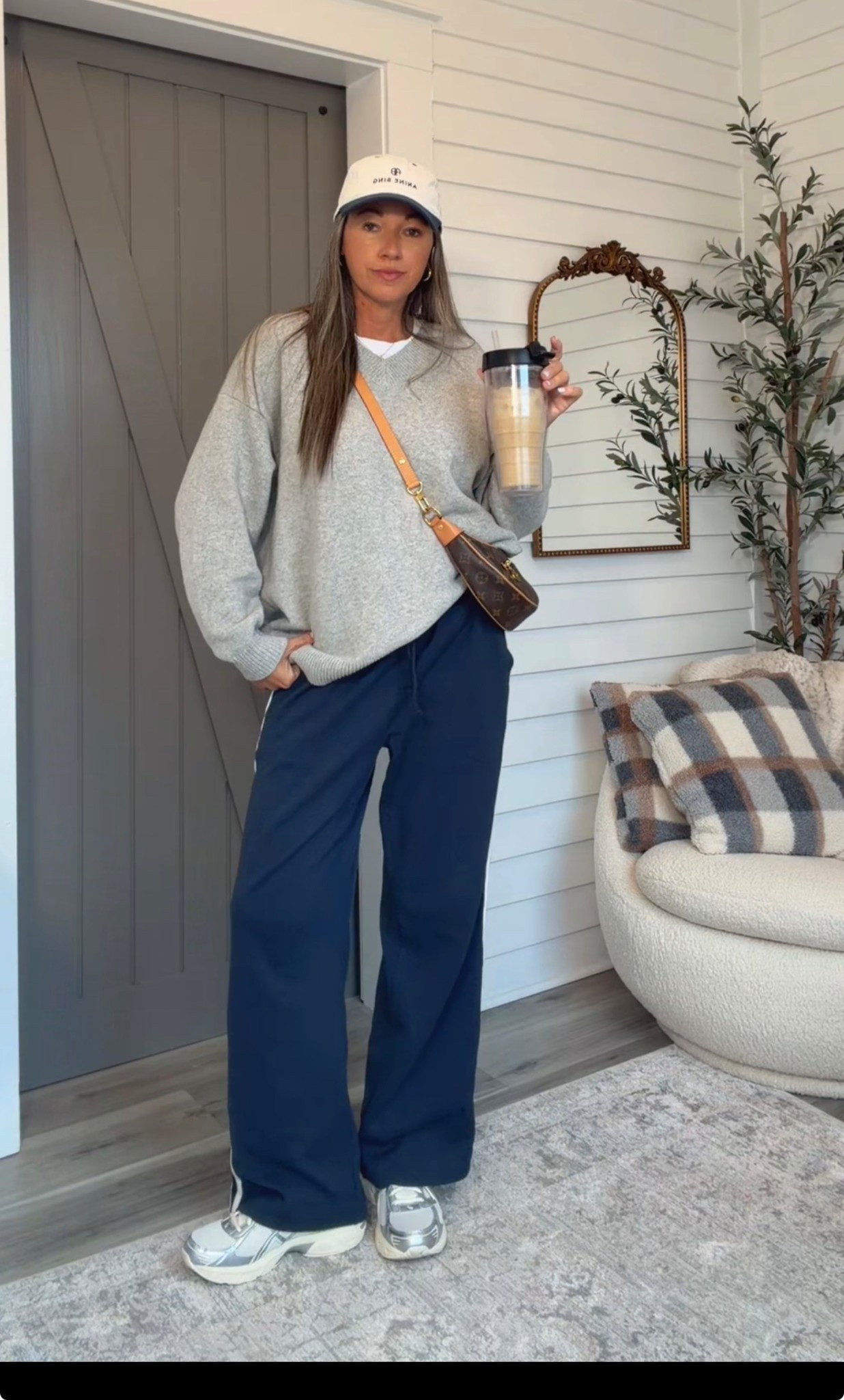 Elevated sweats outfit! 
Wearing L in sweater and S in track sweatpants
Shoes run TTS

#LTKActive #LTKootd #LTKOver40