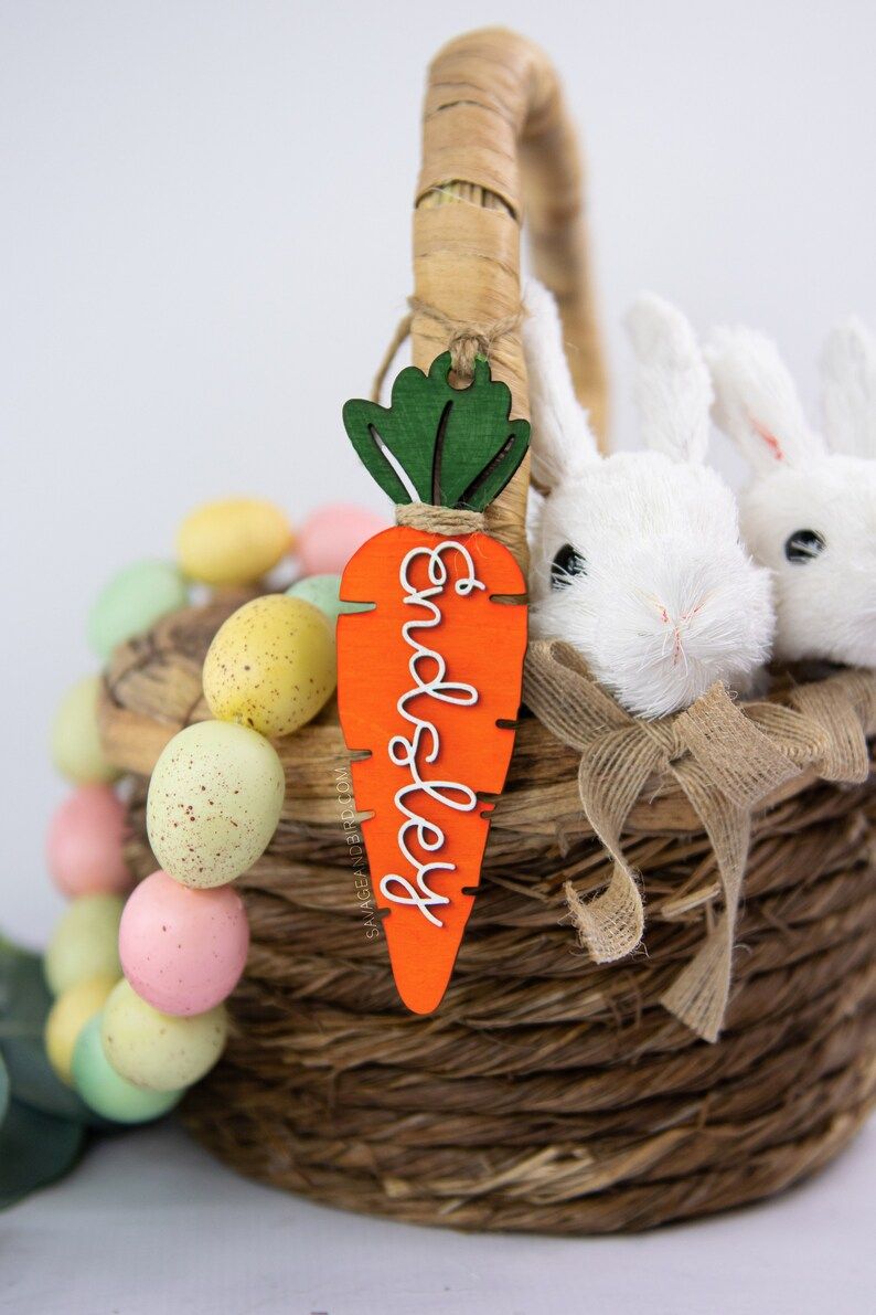 Carrot Easter Basket Name Tag Easter Basket Custom Easter | Etsy | Etsy (US)